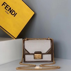 Fendi Small Kan U Bag In White Perforated Calf Leather FBS24383