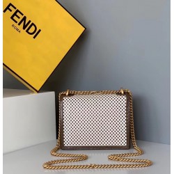 Fendi Small Kan U Bag In White Perforated Calf Leather FBS24383