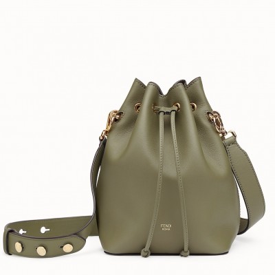 Fendi Small Mon Tresor Bucket Bag In Green Calfskin FBS24387