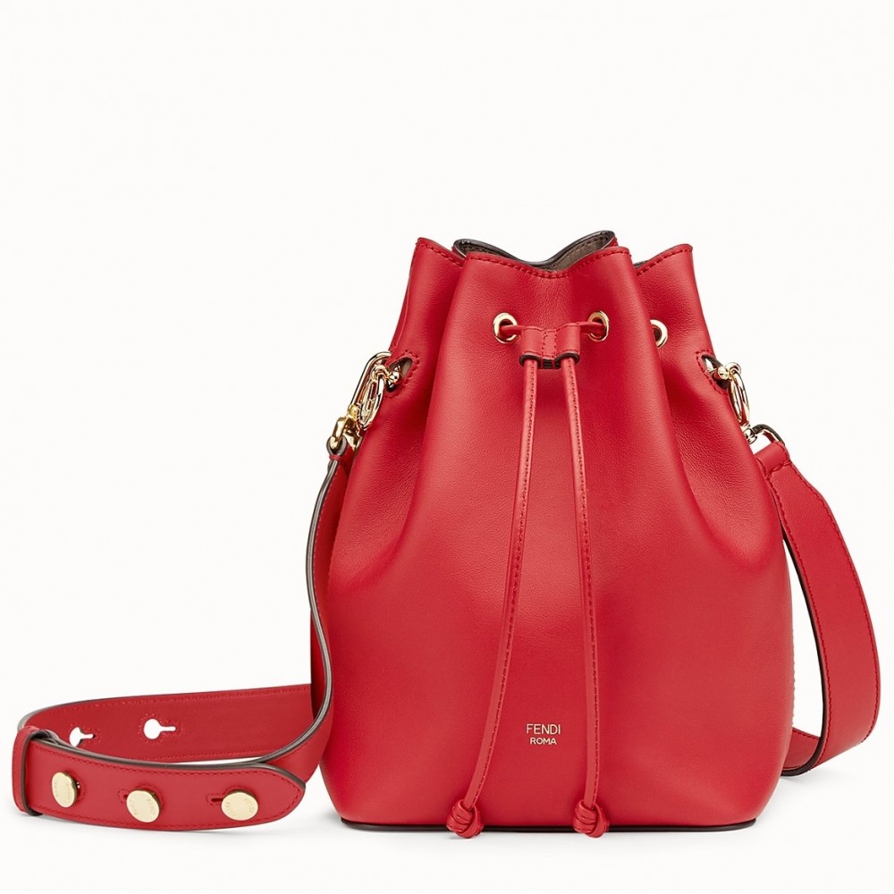 Fendi Small Mon Tresor Bucket Bag In Red Calfskin FBS24388