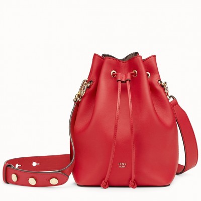 Fendi Small Mon Tresor Bucket Bag In Red Calfskin FBS24388