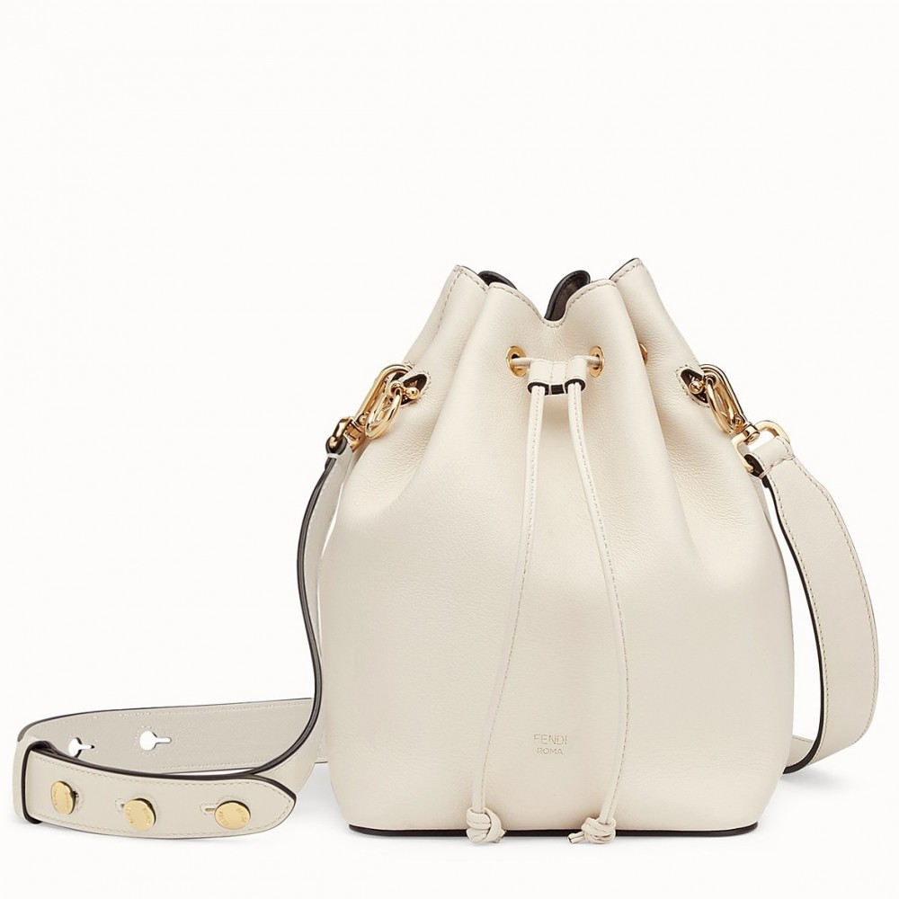 Fendi Small Mon Tresor Bucket Bag In White Calfskin FBS24389