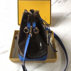 Fendi Small Mon Tresor Bucket Fabric Blue Bag FBS24391