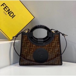 Fendi Small Runaway Shopper Bag In Brown Glazed Fabric FBS24399