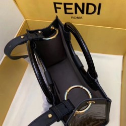 Fendi Small Runaway Shopper Bag In Brown Glazed Fabric FBS24399