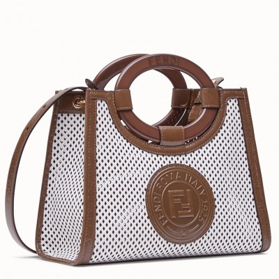 Fendi Small Runaway Shopper Bag In White Perforated Calfskin FBS24401