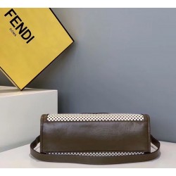 Fendi Small Runaway Shopper Bag In White Perforated Calfskin FBS24401