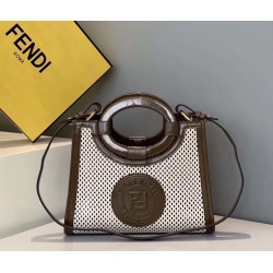 Fendi Small Runaway Shopper Bag In White Perforated Calfskin FBS24401