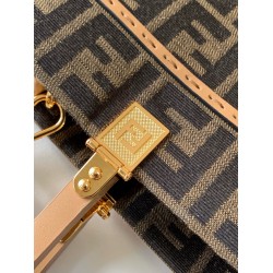 Fendi Sunshine Large Tote Bag in Brown FF Jacquard Fabric FBS24402