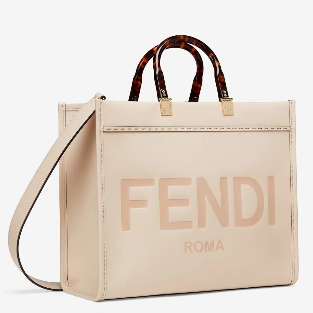 Fendi Sunshine Medium Shopper Bag In Beige Calfskin FBS24403