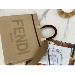 Fendi Sunshine Medium Shopper Bag In Beige Canvas FBS24404