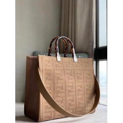 Fendi Sunshine Medium Shopper Bag In Beige FF Fabric FBS24405