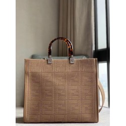 Fendi Sunshine Medium Shopper Bag In Beige FF Fabric FBS24405