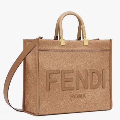 Fendi Sunshine Medium Shopper Bag In Brown Flannel FBS24407