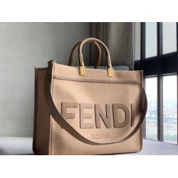 Fendi Sunshine Medium Shopper Bag In Brown Flannel FBS24407