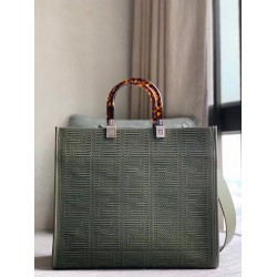 Fendi Sunshine Medium Shopper Bag In Green FF Fabric FBS24408