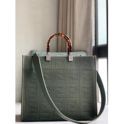 Fendi Sunshine Medium Shopper Bag In Green FF Fabric FBS24408