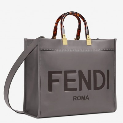 Fendi Sunshine Medium Shopper Bag In Grey Calfskin FBS24409