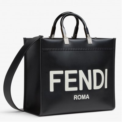 Fendi Sunshine Medium Tote Bag In Noir Calfskin FBS24416