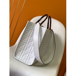 Fendi Sunshine Medium Tote Bag In White FF Calfskin FBS24417