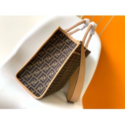 Fendi Sunshine Medium Tote Bag in Brown FF Jacquard Fabric FBS24414