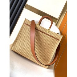 Fendi Sunshine Medium Tote Bag in Natural Straw FBS24415