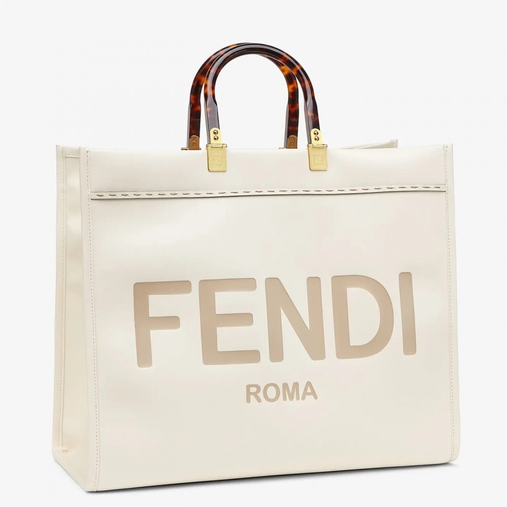 Fendi Sunshine Shopper Bag In White Calfskin FBS24419