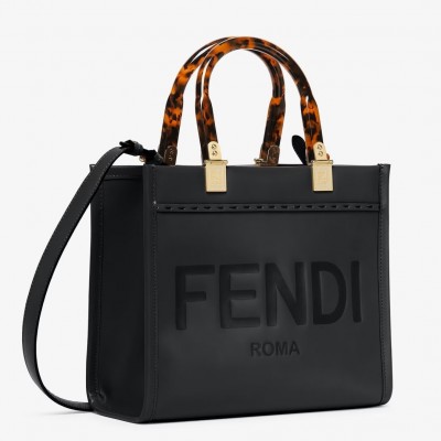 Fendi Sunshine Small Tote Bag In Black Calfskin FBS24420