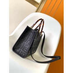 Fendi Sunshine Small Tote Bag In Black FF Calfskin FBS24421