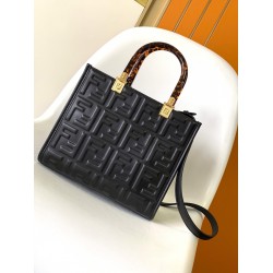 Fendi Sunshine Small Tote Bag In Black FF Calfskin FBS24421