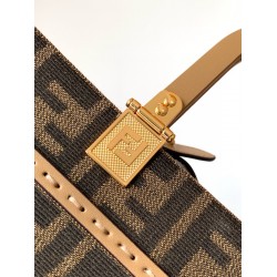 Fendi Sunshine Small Tote Bag in Brown FF Jacquard Fabric FBS24423