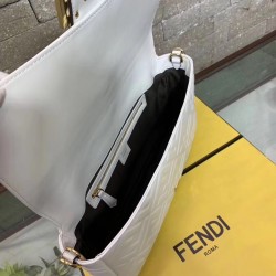 Fendi White FF Motif Large Baguette Bag FBS24433