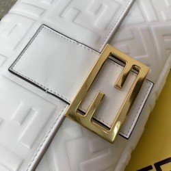 Fendi White FF Motif Large Baguette Bag FBS24433