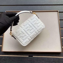 Fendi White FF Motif Mini Baguette Bag FBS24434