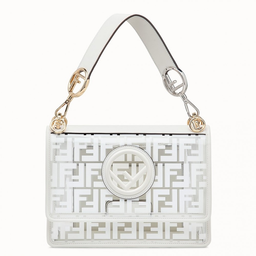 Fendi White Kan I F Bag In Transparent PU FBS24435