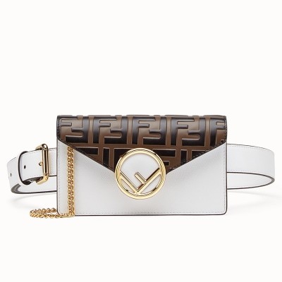 Fendi White Kan I F Belt Bag With FF Motif FBS24436