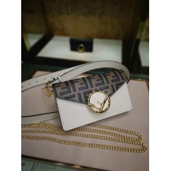 Fendi White Kan I F Belt Bag With FF Motif FBS24436