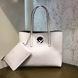 Fendi White Leather Logo Shopper Bag FBS24438