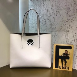 Fendi White Leather Logo Shopper Bag FBS24438