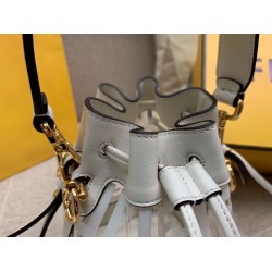 Fendi White Mon Tresor Mini Bucket Bag In Transparent PU FBS24442