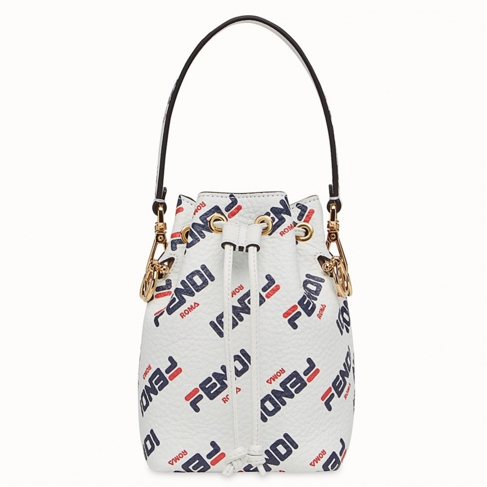 Fendi White Mon Tresor Mini Bucket Printed Bag FBS24443