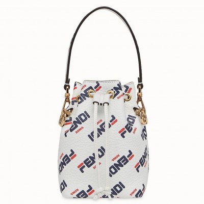 Fendi White Mon Tresor Mini Bucket Printed Bag FBS24443