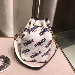 Fendi White Mon Tresor Mini Bucket Printed Bag FBS24443