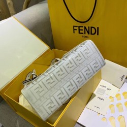 Fendi White Small PU Runaway Shopper Bag FBS24448